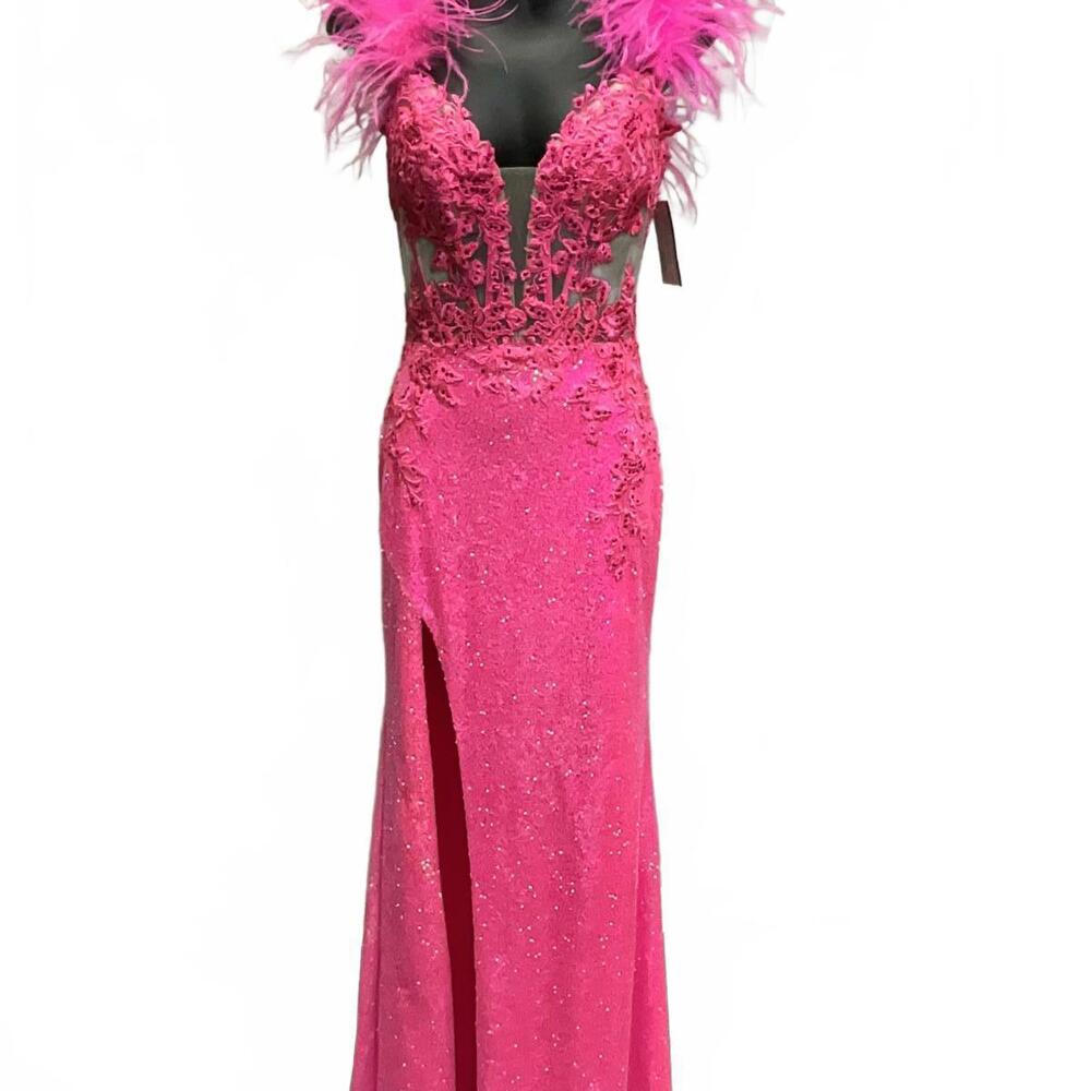Hot Pink Sequin Prom Pageant Formal Dress NWT!!